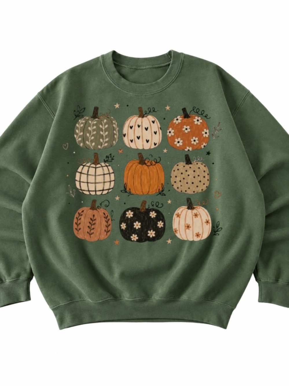 Gildan Military Green Pumpkin Graphic Short Sleeve Tee